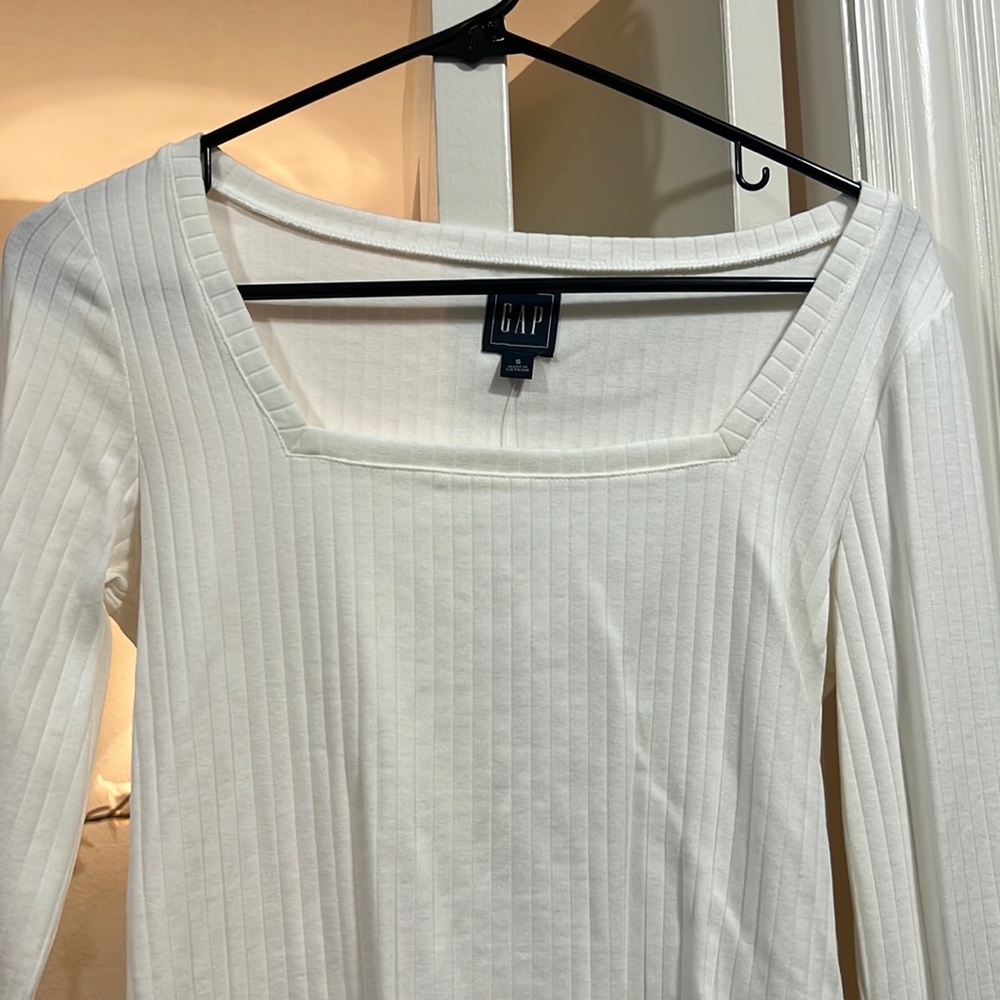 NWT Gap Ribbed Square Neck Top, Ivory